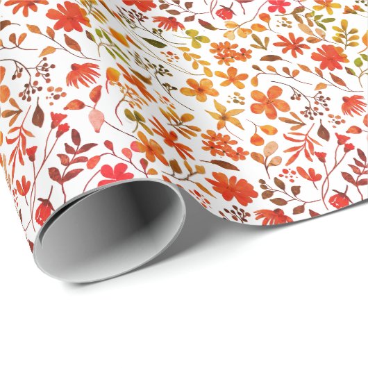 Waterverf Floral Print Cadeaupapier (Rol Hoek)