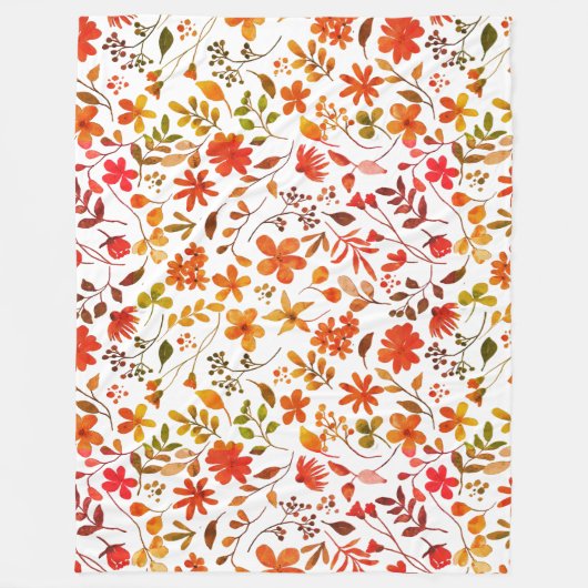 Waterverf Floral Print Fleece Deken (Voorkant)