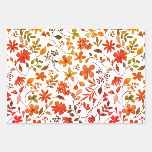 Waterverf Floral Print Inpakpapier Vel (Voorkant 2)