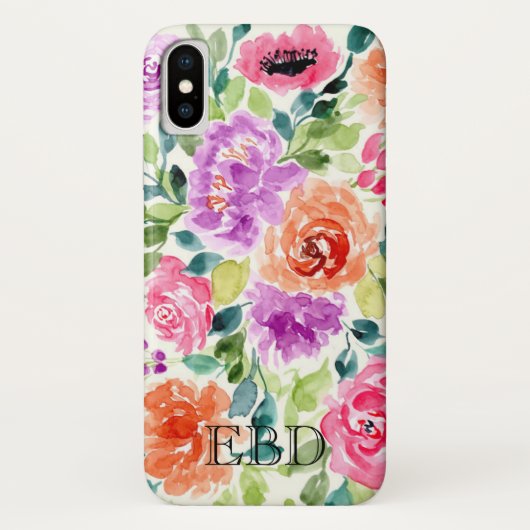 Waterverf Floral Print iPhone X Hoesje (Achterkant)