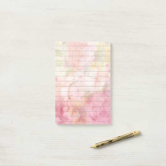  Waterverf Floral Print Lined Post-it® Notes (Op bureau)