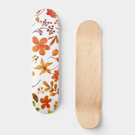 Waterverf Floral Print Persoonlijk Skateboard (Voorkant)
