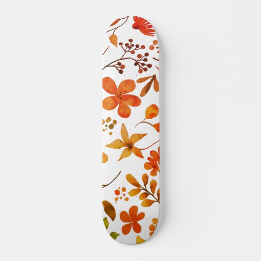 Waterverf Floral Print Persoonlijk Skateboard (Voorkant)
