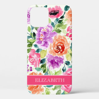 Waterverf Floral Print Persoonlijke naam Case-Mate iPhone Case