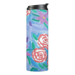 Waterverf Floral Print Tumbler Thermosbeker