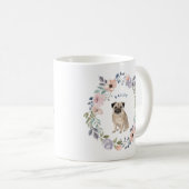  Waterverf Floral | Pug Dog Koffiemok (Voorkant rechts)