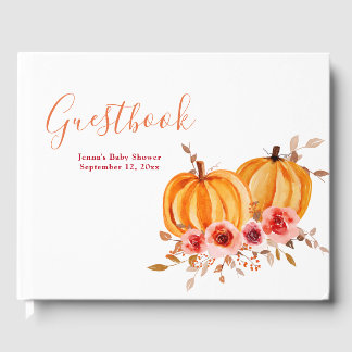 Waterverf Floral Pumpkin | Baby shower-gastboek Gastenboek