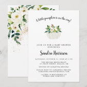 Waterverf Floral Pumpkin Baby shower Kaart (Voorkant / Achterkant)