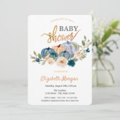 Waterverf Floral Pumpkin Baby shower Kaart (Staand voorkant)