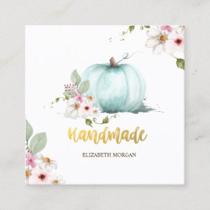 Waterverf Floral Pumpkin, Handmade Vierkante Visitekaartje