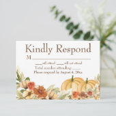 Waterverf Floral Pumpkin Wedding Reageren dan Bedankkaart (Staand voorkant)