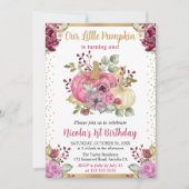 Waterverf Floral Pumpkins Herfst 1e verjaardag Kaart (Voorkant)