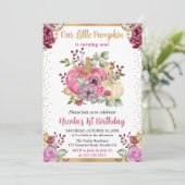 Waterverf Floral Pumpkins Herfst 1e verjaardag Kaart (Staand voorkant)