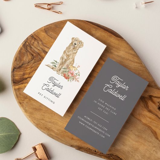 Waterverf Floral Pup | Pet Care Visitekaartje
