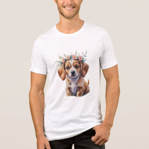 Waterverf Floral Puppy T-shirt