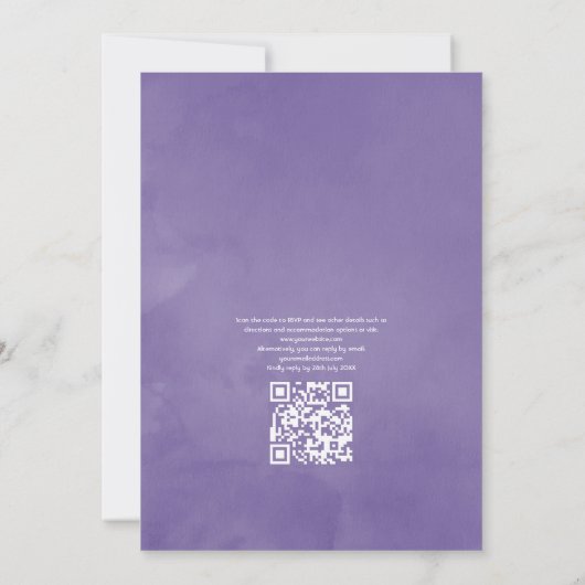 Waterverf Floral QR Code RSVP Spring Wedding Kaart (Achterkant)