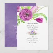 Waterverf Floral QR Code RSVP Spring Wedding Kaart (Voorkant / Achterkant)