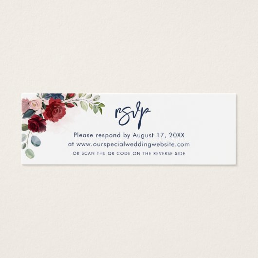 Waterverf Floral QR Code Script Wedding RSVP Kaart (Voorkant)