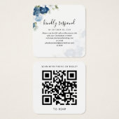 Waterverf Floral QR Code Wedding RSVP Kaart (Voorkant /achterkant)