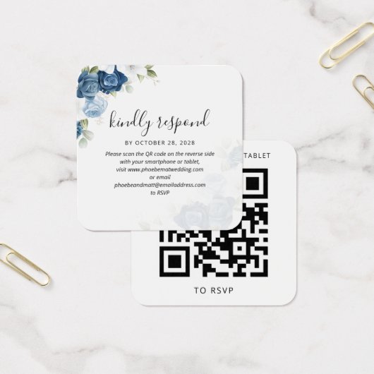 Waterverf Floral QR Code Wedding RSVP Kaart (Kantoor)