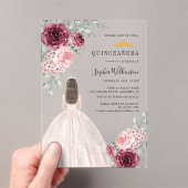 Waterverf Floral Quinceanera 15e verjaardag Acryl Uitnodigingen (Insitu (Draagbaar))
