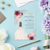Waterverf Floral Quinceanera 15e verjaardag Acryl Uitnodigingen (Insitu (Huwelijk))