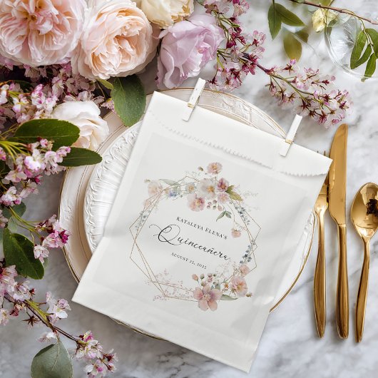 Waterverf Floral Quinceanera Bedankzakje