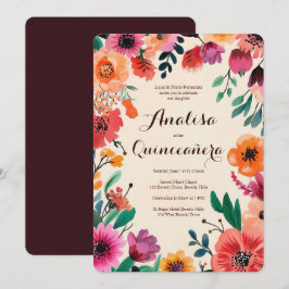 Waterverf Floral Quinceañera CUSTOM Kaart
