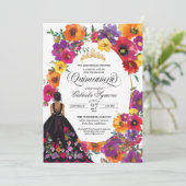 Waterverf Floral Quinceañera I Kaart (Staand voorkant)