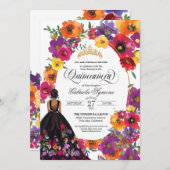 Waterverf Floral Quinceañera I Kaart (Voorkant / Achterkant)