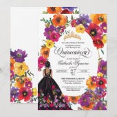 Waterverf Floral Quinceañera I Kaart (Voorkant / Achterkant)