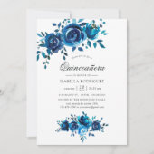 Waterverf Floral Quinceañera Kaart (Voorkant)