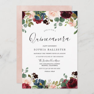 Waterverf Floral Quinceanera Kaart