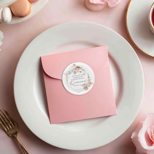 Waterverf Floral Quinceanera Ronde Sticker