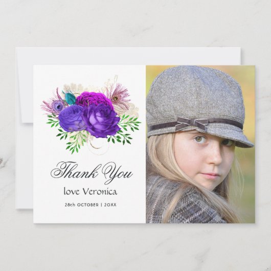 Waterverf Floral Quinceañera T Bedankkaart (Voorkant)