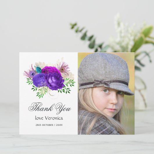 Waterverf Floral Quinceañera T Bedankkaart (Staand voorkant)