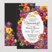 Waterverf Floral Quinceañera van Bright Fiesta Kaart (Voorkant / Achterkant)