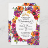 Waterverf Floral Quinceañera van Bright Fiesta Kaart (Voorkant / Achterkant)