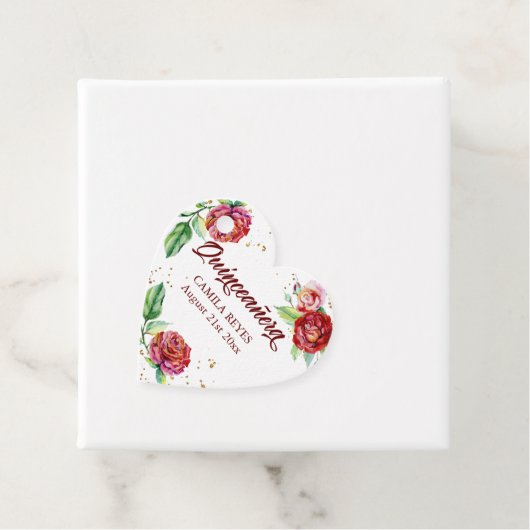 Waterverf Floral Quinceanera van de  rode rozen Bedankjes Labels (In situ)