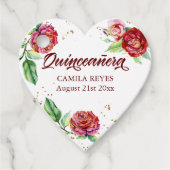 Waterverf Floral Quinceanera van de  rode rozen Bedankjes Labels (Voorkant)