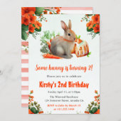 Waterverf Floral Rabbit en Carrots 2e verjaardag Kaart (Voorkant / Achterkant)