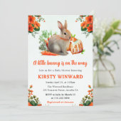 Waterverf Floral Rabbit en Carrots Baby shower Kaart (Staand voorkant)