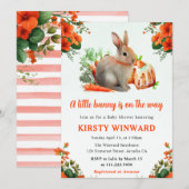 Waterverf Floral Rabbit en Carrots Baby shower Kaart (Voorkant / Achterkant)