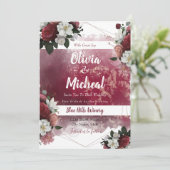 Waterverf Floral Red Burgundy nodigt uit Kaart (Staand voorkant)