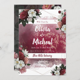 Waterverf Floral Red Burgundy nodigt uit Kaart