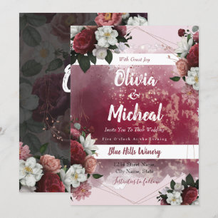 Waterverf Floral Red Burgundy nodigt uit Kaart