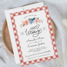 Waterverf Floral Red Check Fun Casual huwelijk