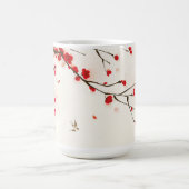 Waterverf Floral Red Cherry Blossoms gepersonalise Koffiemok (Center)