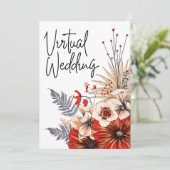 Waterverf Floral Red Cream Virtual Wedding Kaart (Staand voorkant)