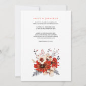 Waterverf Floral Red Cream Virtual Wedding Kaart (Achterkant)